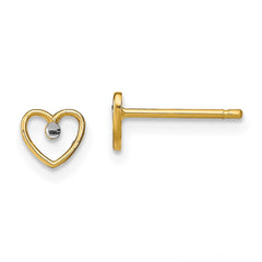 14k w/ Rhodium D/C Heart Post Earrings - 3