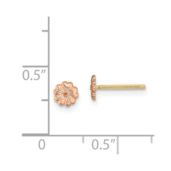 14k Rose Gold with Yellow Gold Post Flower Post Earrings