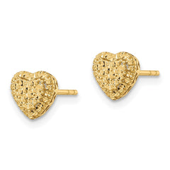 14k Polished Diamond-cut Heart Post Earrings - 2