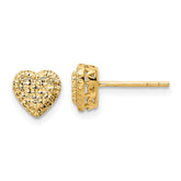 14k Polished Diamond-cut Heart Post Earrings - 2