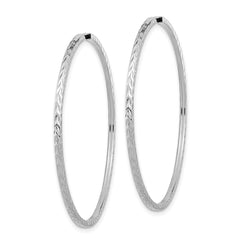 14k White Gold Diamond-cut Square Tube Endless Hoop Earrings - 4
