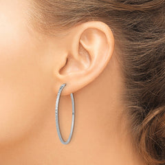 14k White Gold Diamond-cut Square Tube Endless Hoop Earrings - 4