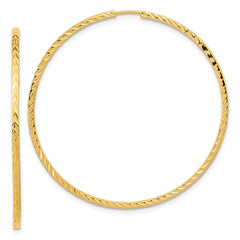 14k Diamond-cut Square Tube Endless Hoop Earrings - 9