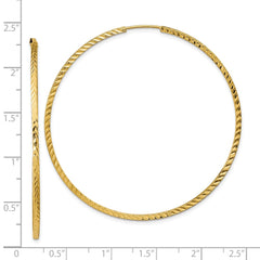 14k Diamond-cut Square Tube Endless Hoop Earrings - 10