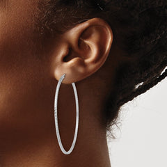 14k White Gold Diamond-cut Square Tube Endless Hoop Earrings - 5