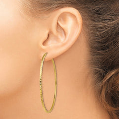 14k Diamond-cut Square Tube Endless Hoop Earrings - 11