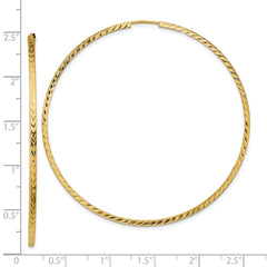 14k Diamond-cut Square Tube Endless Hoop Earrings - 11