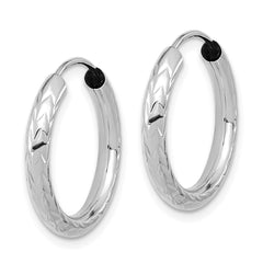 14k White Gold Polished & D/C Endless Hoop Earrings - 4