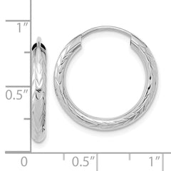 14k White Gold Polished & D/C Endless Hoop Earrings - 4