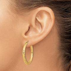 14k Polished & D/C Endless Hoop Earrings - 4