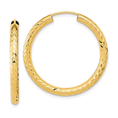 14k Polished & D/C Endless Hoop Earrings - 4