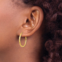 14k Gold Polished Faceted 2.5mm Hoop Earrings - 2
