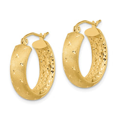 14k Polished Satin and Diamond-cut In/Out Hoop Earrings - 2