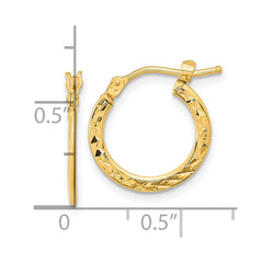 14k Gold Polished and Diamond-cut Hoop Earrings