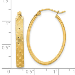 14k Polished Satin Diamond-cut Hoop Earrings - 2