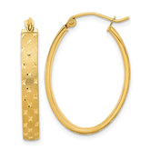 14k Polished Satin Diamond-cut Hoop Earrings - 2