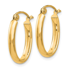 14k Polished 2.75mm Oval Tube Hoop Earrings - 2
