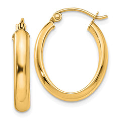14k Polished 3.75mm Oval Tube Hoop Earrings - 2