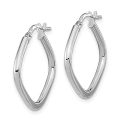 14k White Gold Polished Square Hoops