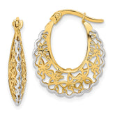 14k Rhodium-plated Polished Filigree Hoop Earrings
