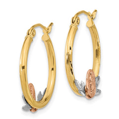 14K Tri-color Guadalupe Hoop Earrings - 2