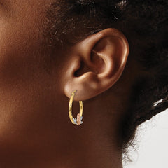 14K Tri-color Guadalupe Hoop Earrings - 2