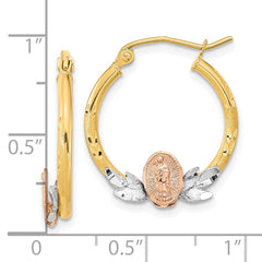 14K Tri-color Guadalupe Hoop Earrings - 2