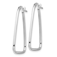 14k 1.5mm White Gold Polished Triangle Dangle Hoop Earrings - 2