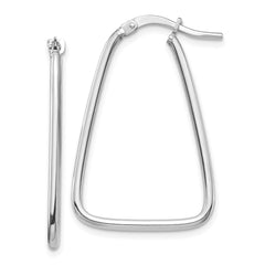 14k 1.5mm White Gold Polished Triangle Dangle Hoop Earrings - 2