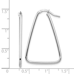 14k 1.5mm White Gold Polished Triangle Dangle Hoop Earrings