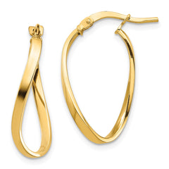 14k Polished 2mm Wavy Hoop Earrings - 2