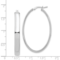 14k White Gold High Polished 5mm Oval Hoop Earrings - 3
