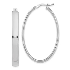 14k White Gold High Polished 5mm Oval Hoop Earrings - 3