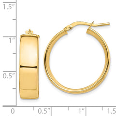 14k High Polished 7mm Hoop Earrings - 2
