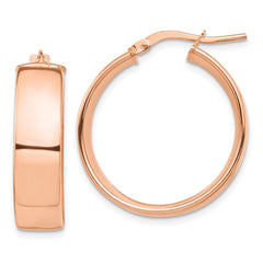 14k Rose Gold High Polished 7mm Hoop Earrings - 3