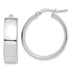 14k White Gold High Polished 7mm Hoop Earrings - 3