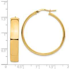 14k High Polished 7mm Hoop Earrings - 4