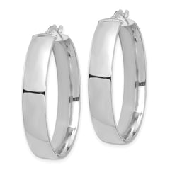 14k White Gold High Polished 7mm Hoop Earrings - 6