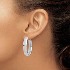14k White Gold High Polished 7mm Hoop Earrings - 6