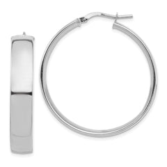 14k White Gold High Polished 7mm Hoop Earrings - 6