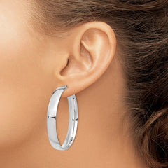 14k White Gold High Polished 7mm Hoop Earrings - 5