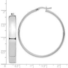14k White Gold High Polished 7mm Hoop Earrings - 5