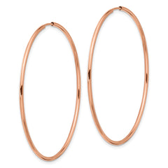 14k Rose Gold 1.5mm Polished Endless Hoop Earrings - 4