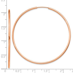 14k Rose Gold 1.5mm Polished Endless Hoop Earrings - 4