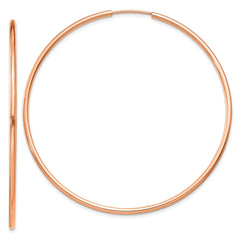 14k Rose Gold 1.5mm Polished Endless Hoop Earrings - 4