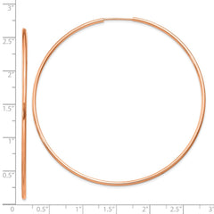 14k Rose Gold 1.5mm Polished Endless Hoop Earrings - 2