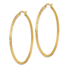14K Polished Diamond-Cut Hoop Earrings - 2