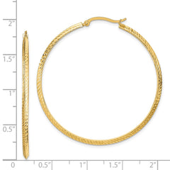 14K Polished Diamond-Cut Hoop Earrings - 2
