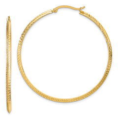 14K Polished Diamond-Cut Hoop Earrings - 2