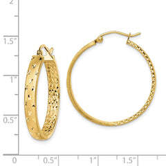 14k Polished Diamond-cut In/Out Hoop Earrings - 2